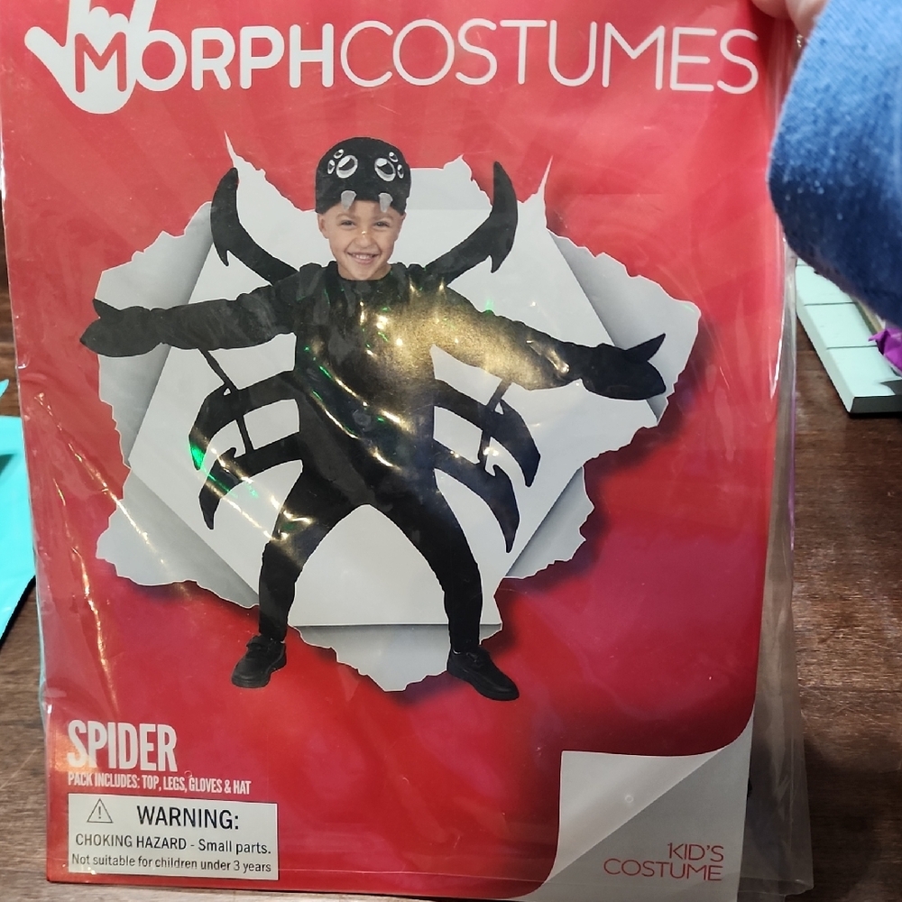 Kids Black Spider Costume - Top, Legs, Gloves & Hat